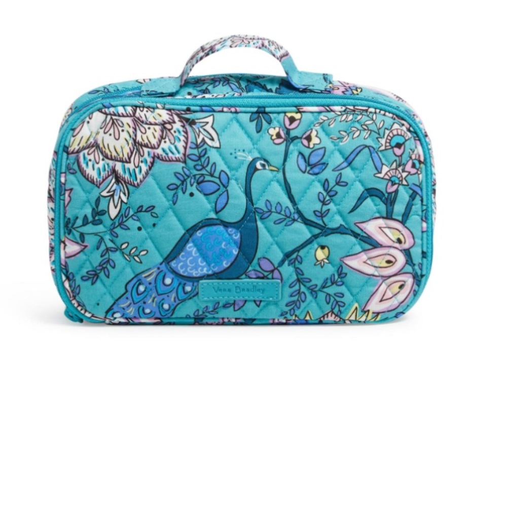 Vera Bradley Teal Peacock Quilted Cosmetic Case